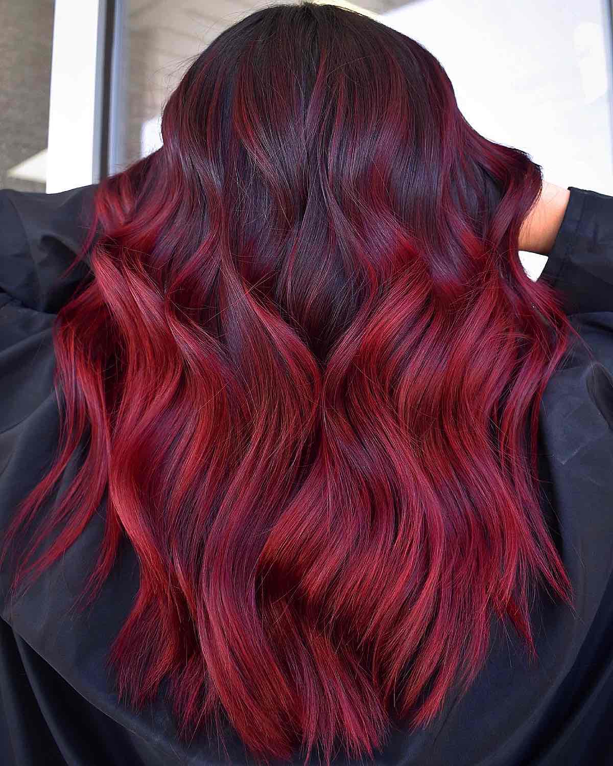 Deep Red Balayage With Burgundy Undertones Deep Red Balayage With Burgundy Undertones — Balayage on Red Hair 2027