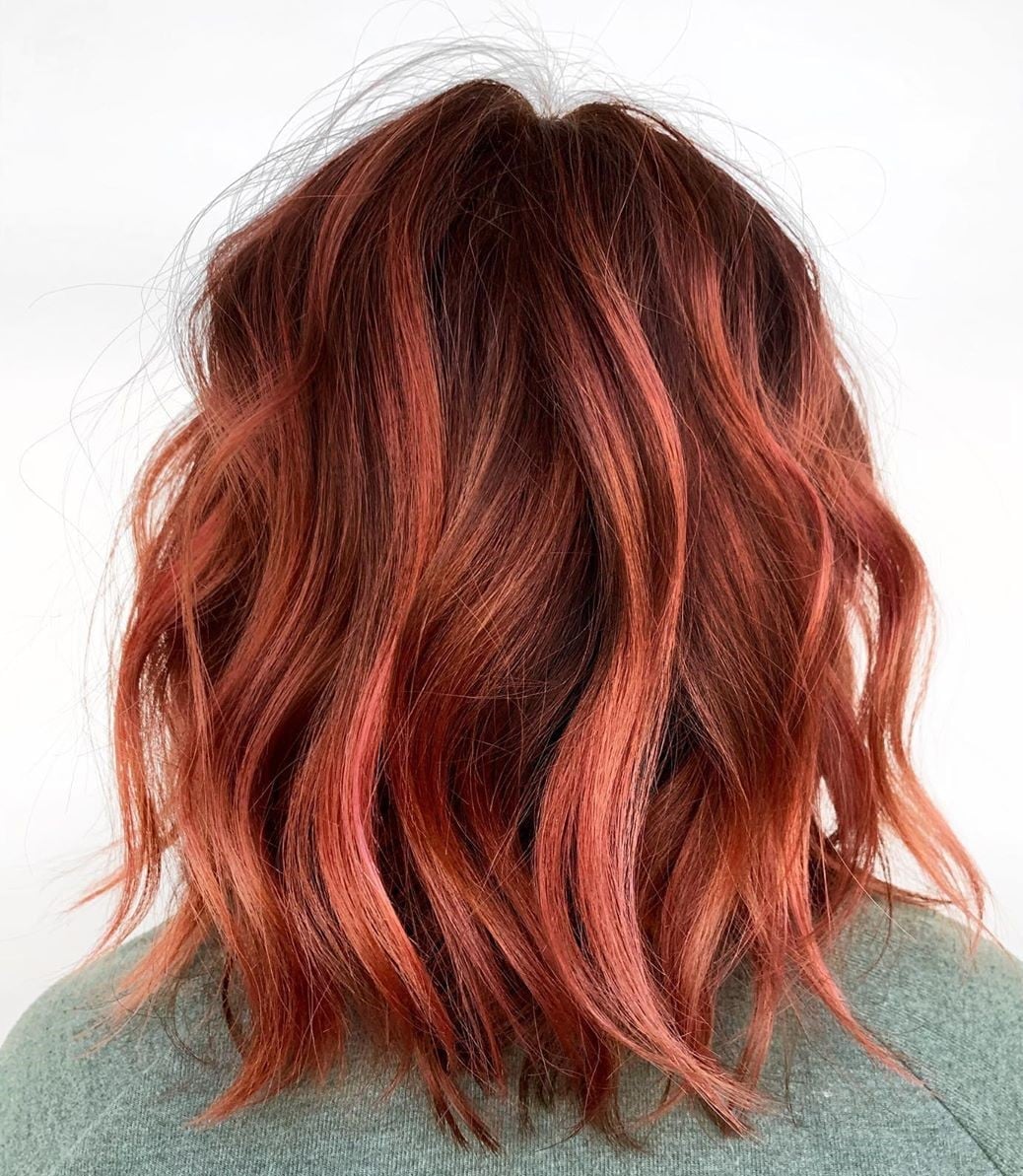Dark Red With Lighter Red Pinkish Balayage Dark Red With Lighter Red Pinkish Balayage — Balayage on Red Hair 2027