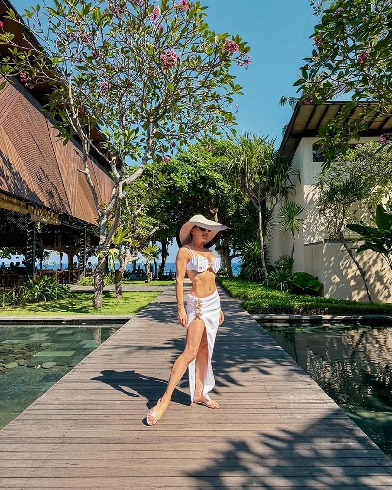 White bikini with sheer sarong for resort wear Bali Outfits 2027
