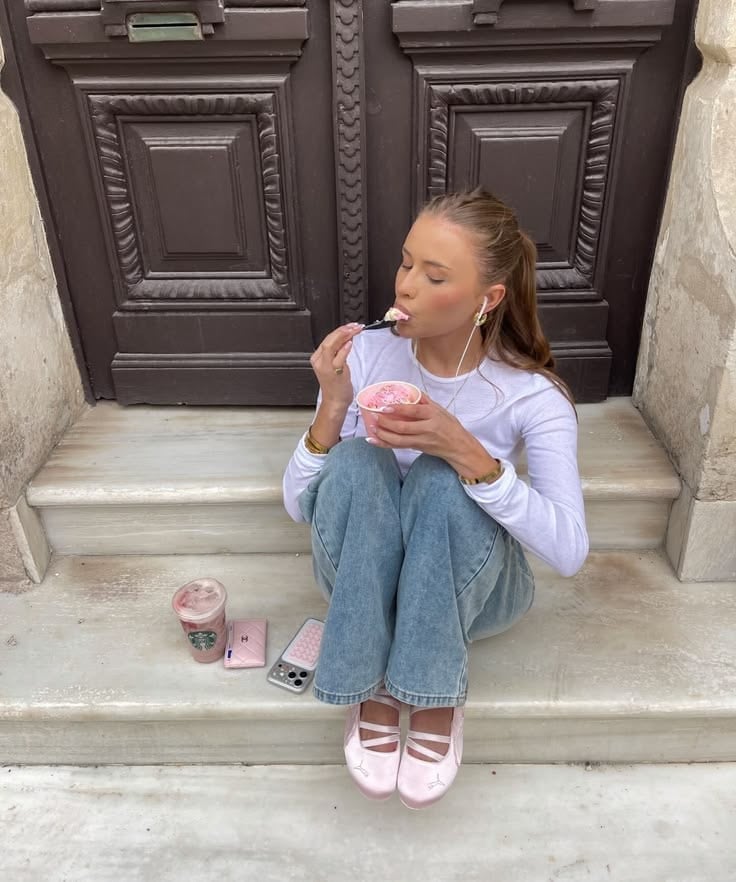 Light Pink Satin Ballet Flats With Flared Jeans Light Pink Satin Ballet Flats With Flared Jeans — Ballet Sneakers Outfits 2027