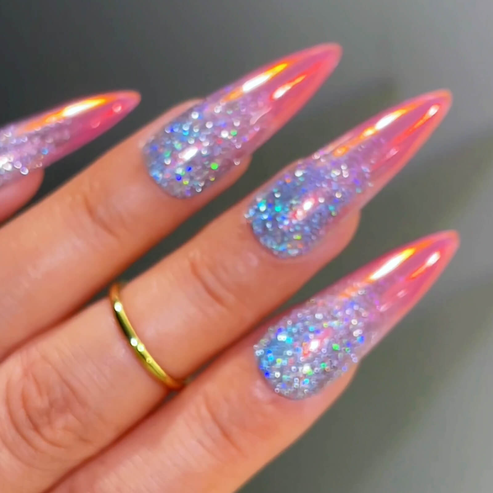 Very Long Stiletto Translucent Pink Glitter Ombré Very Long Stiletto Translucent Pink Glitter Ombré — Barbie Pink Nails 2027