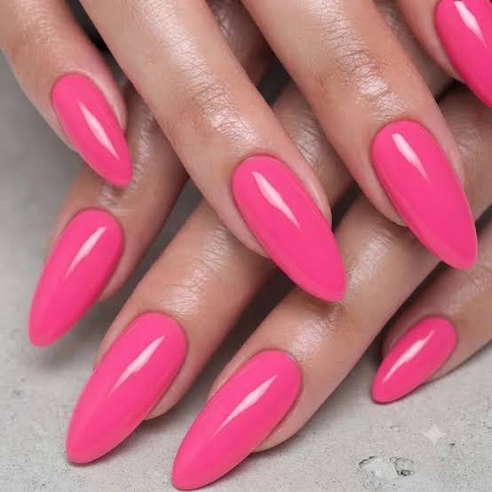 Long Almond Bright Saturated Pink Nails Long Almond Bright Saturated Pink Nails — Barbie Pink Nails 2027