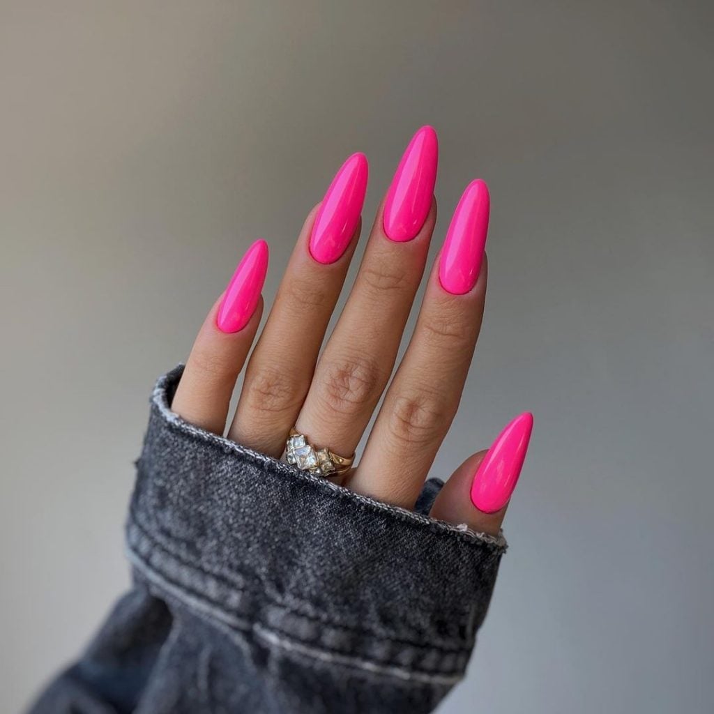 Medium-Long Stiletto Striking Hot Pink Nails Medium-Long Stiletto Striking Hot Pink Nails — Barbie Pink Nails 2027