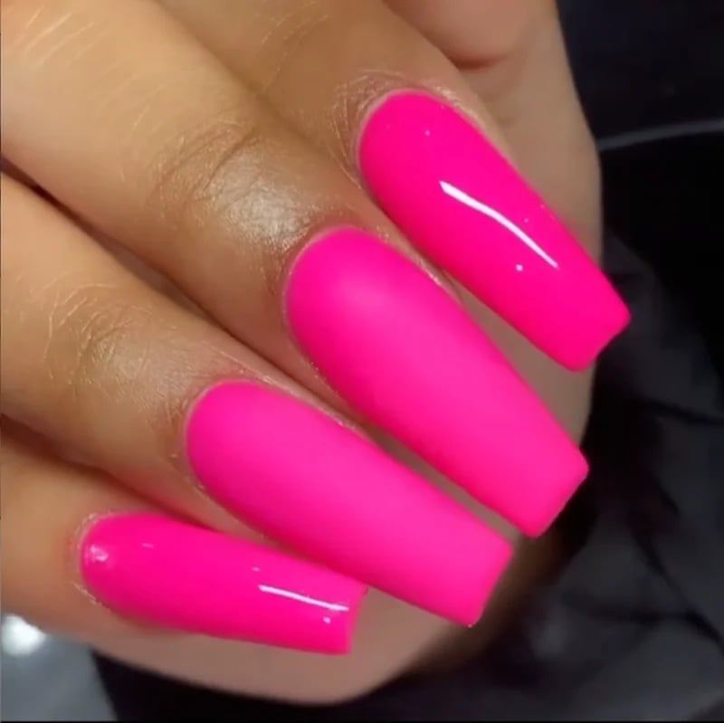 Long Coffin Neon Hot Pink Matte Nails Long Coffin Neon Hot Pink Matte Nails — Barbie Pink Nails 2027