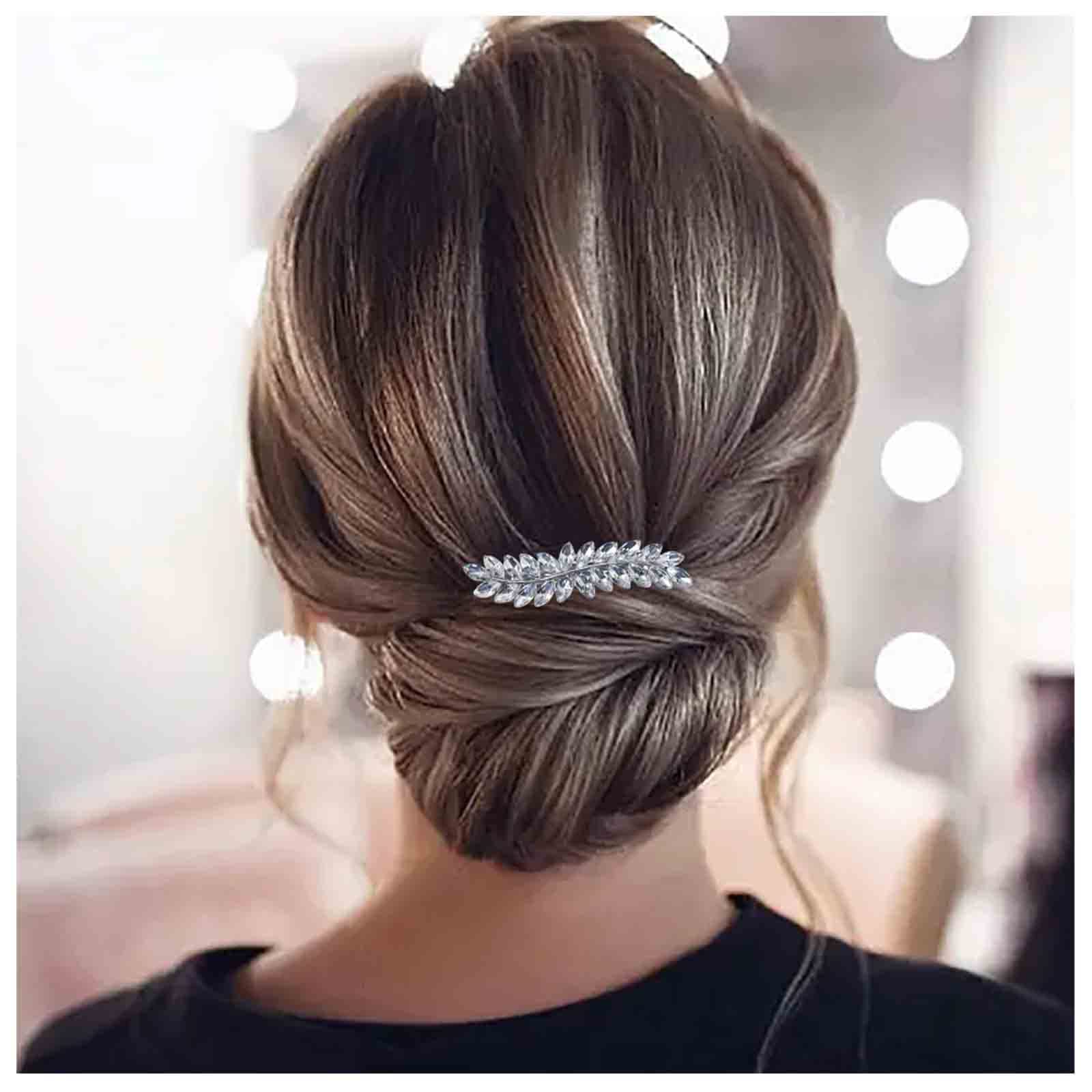 Mid-Back Dark Brown Updo With Leaf Barrette — Barrette Hair Clip Hairstyles 2027
