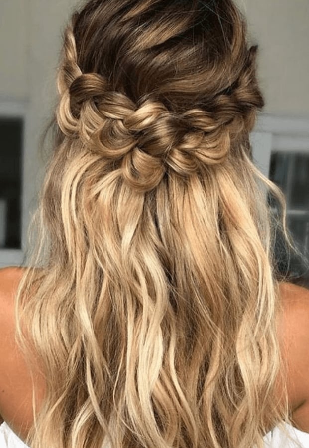 Long Half Up Half Down With Braids and Waves Long Half Up Half Down With Braids and Waves — Beach Wedding Hairstyles 2027