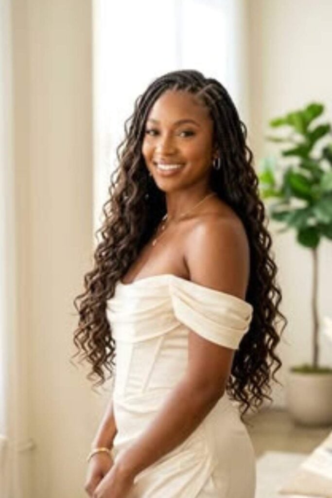 Dark Brown Braids and Loose Curls Dark Brown Braids and Loose Curls — Beach Wedding Hairstyles 2027