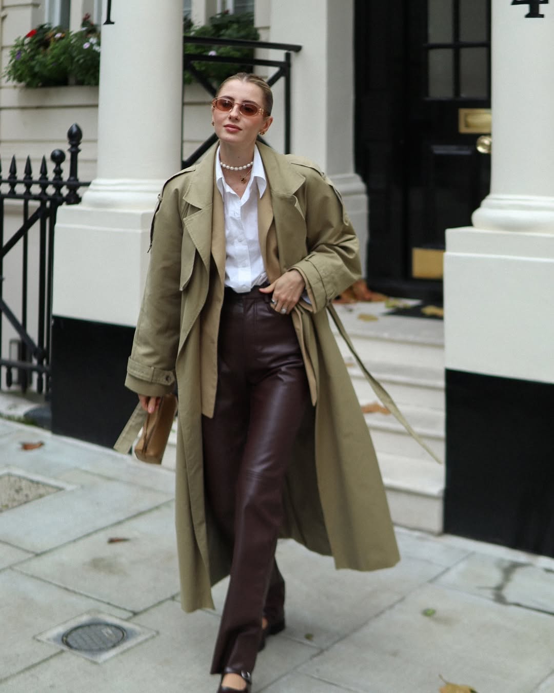 Khaki Trench With Tan Vest And Leather Pants Khaki Trench With Tan Vest And Leather Pants — Belted Trench Coat Outfits 2027