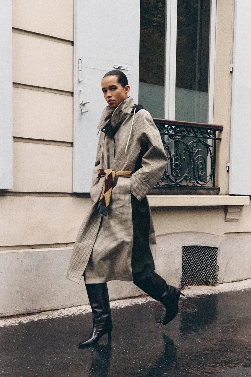 Houndstooth Belted Trench With Knee-High Boots Houndstooth Belted Trench With Knee-High Boots — Belted Trench Coat Outfits 2027