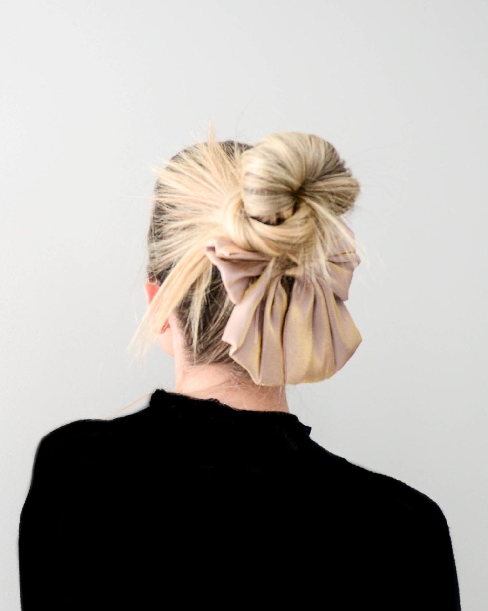 Collarbone Bun With Large Fabric Bow Scrunchie Collarbone Bun With Large Fabric Bow Scrunchie — Big Hair Bow Hairstyles 2027