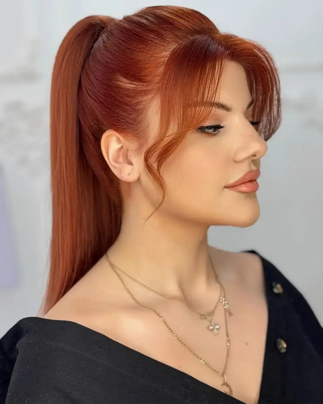 Voluminous Red Ponytail With Wispy Bangs Voluminous Red Ponytail With Wispy Bangs — Birthday Ponytail Hairstyles 2027
