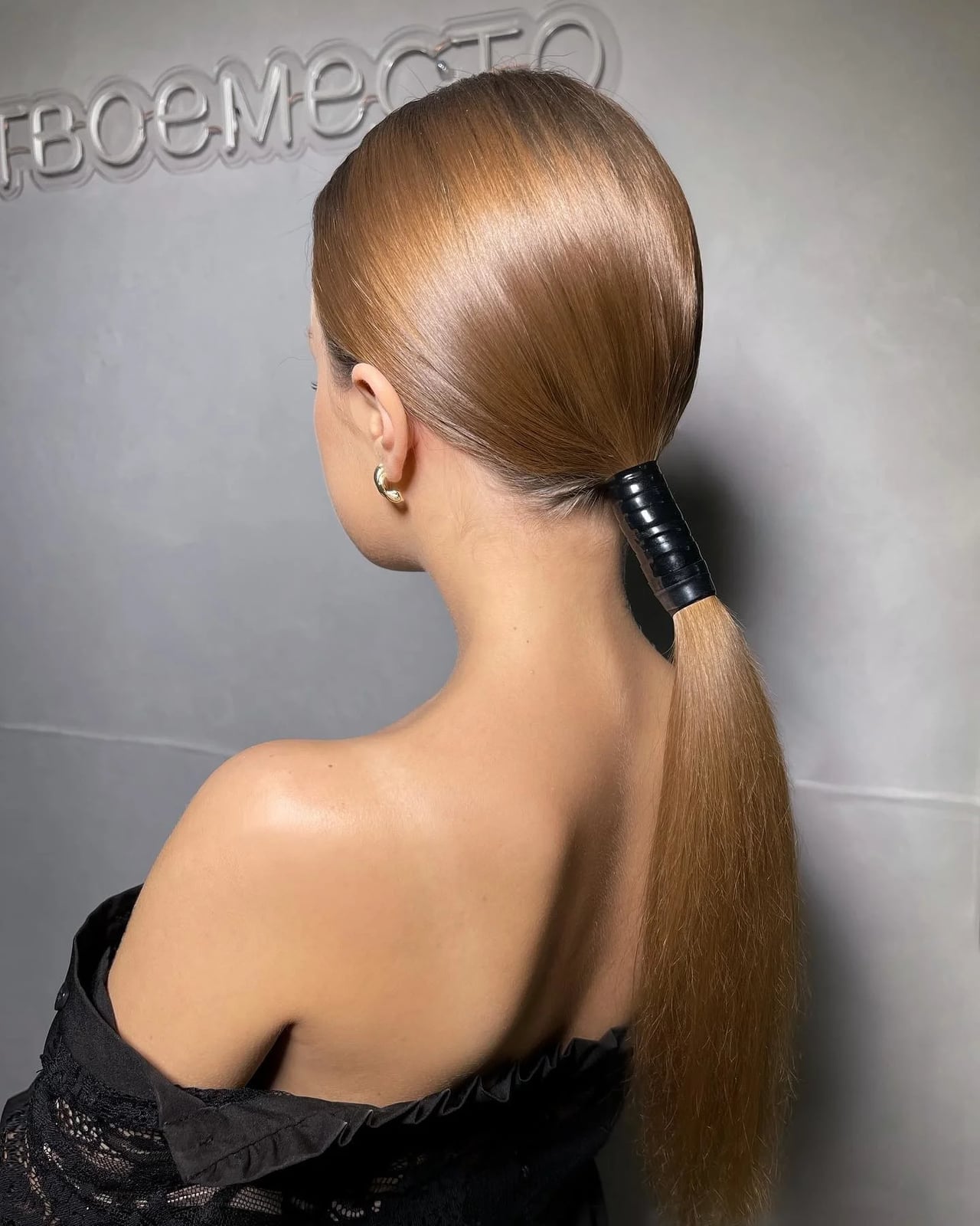 Sleek Light Brown Ponytail With Leather Band Sleek Light Brown Ponytail With Leather Band — Birthday Ponytail Hairstyles 2027