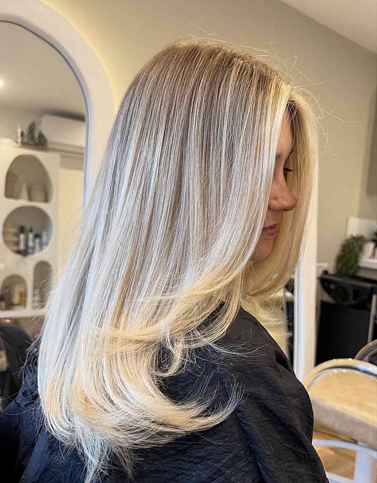 Mid-Back Icy Blonde With Platinum Highlights Mid-Back Icy Blonde With Platinum Highlights — Blonde Hair 2027 for Olive Skin
