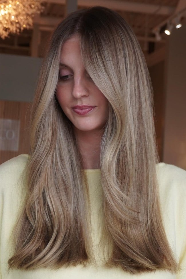 Golden Blonde Balayage Wavy Collarbone Lob — Blonde Straight Hair 2027