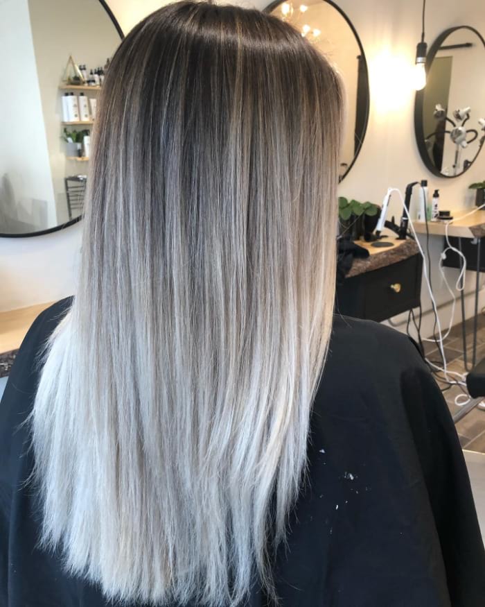 Dark Blonde to Ash Blonde Balayage Gradient, Mid-Back — Blonde Straight Hair 2027