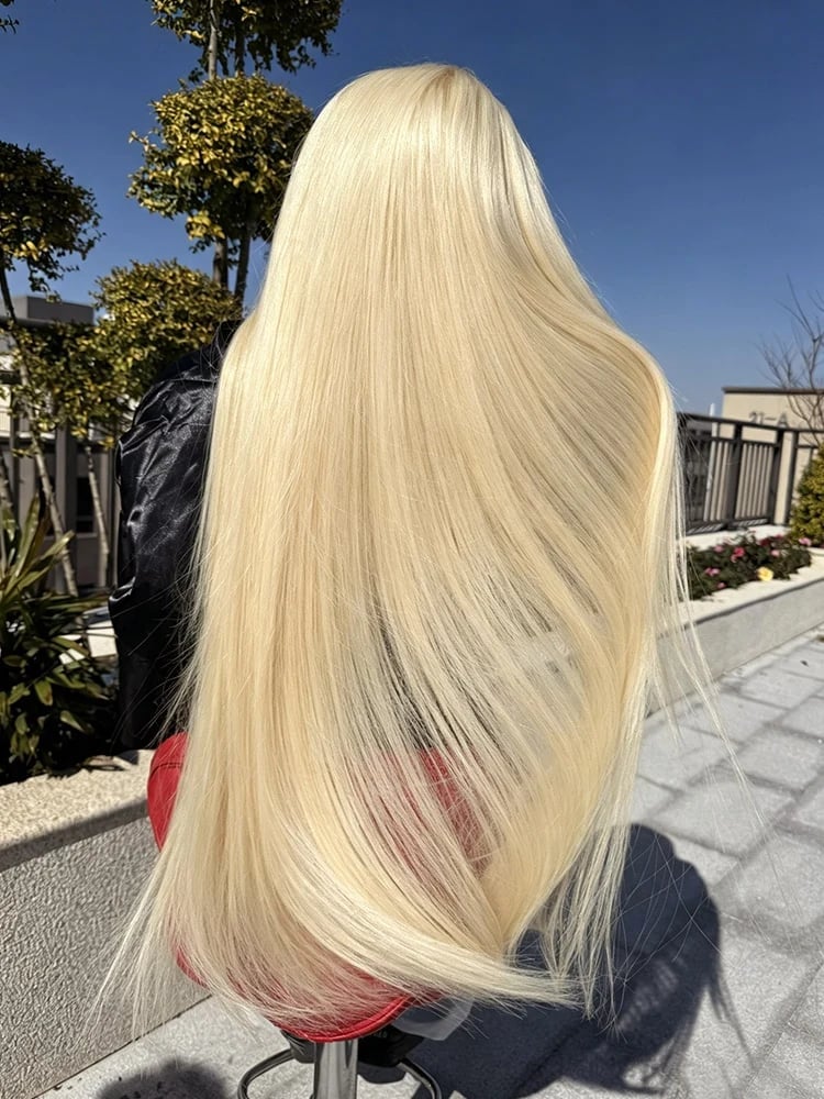 Extreme Length Platinum Blonde — Blonde Straight Hair 2027