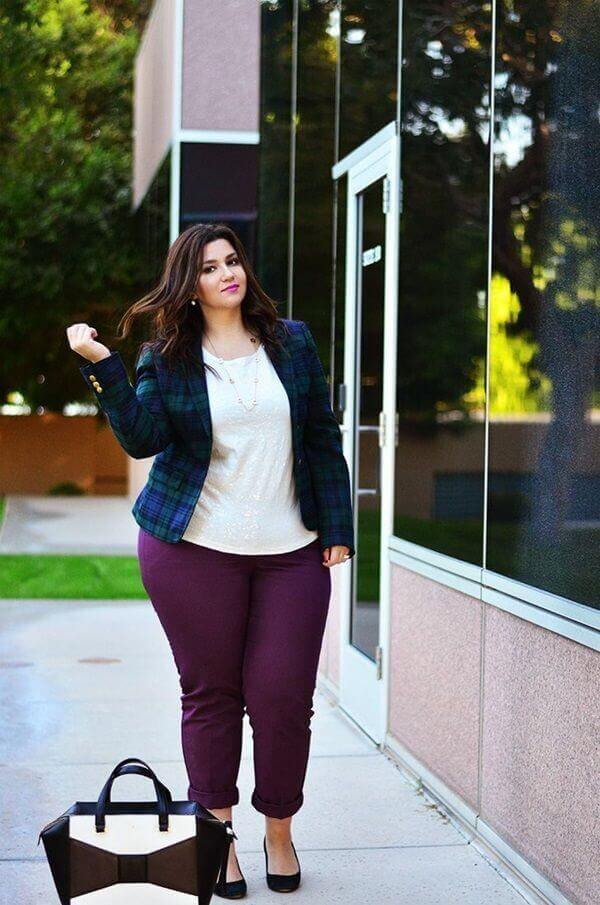 Plaid Blazer Over Sequin Top Plaid Blazer Over Sequin Top — Blouse Outfits 2027 for Plus Size