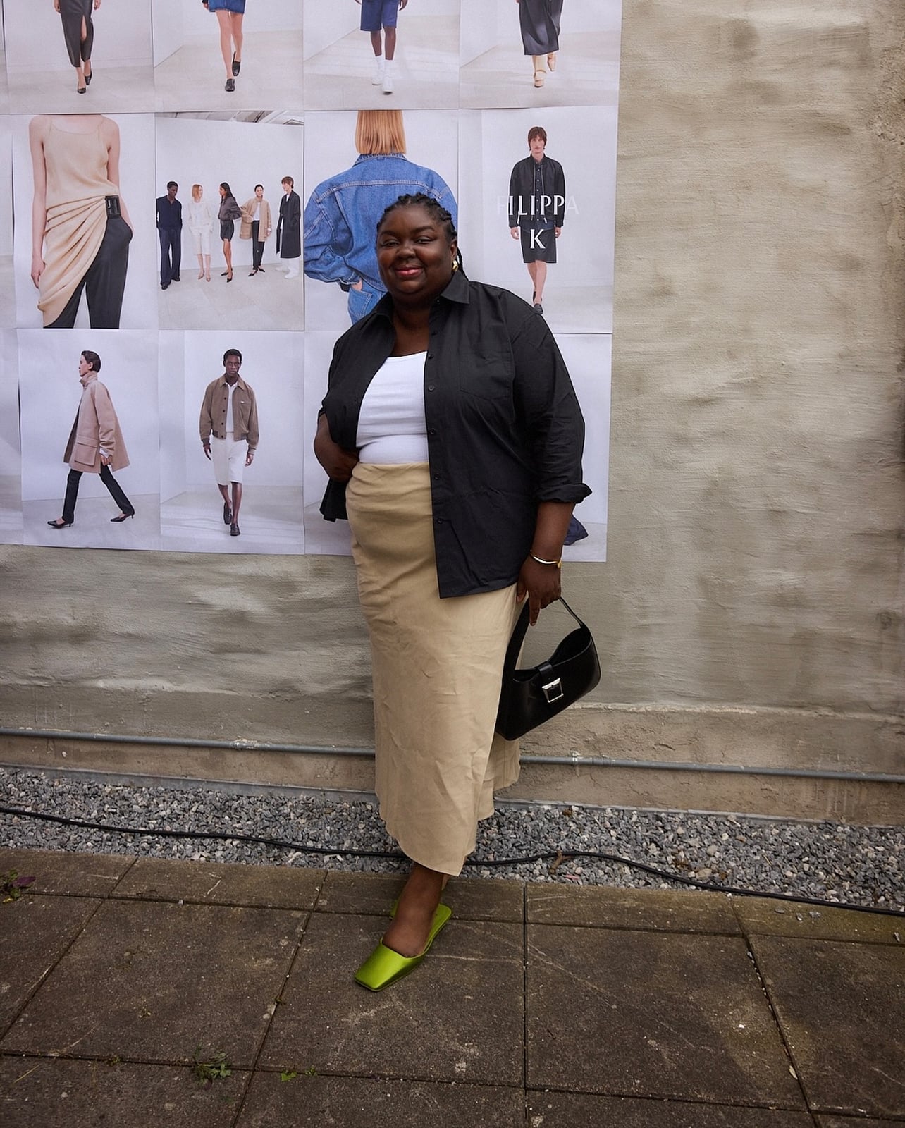 Black Button-Up Shirt With Long Beige Skirt Black Button-Up Shirt With Long Beige Skirt — Blouse Outfits 2027 for Plus Size