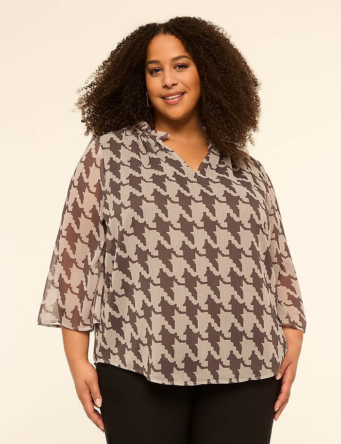 Houndstooth Blouse With Black Pants Houndstooth Blouse With Black Pants — Blouse Outfits 2027 for Plus Size