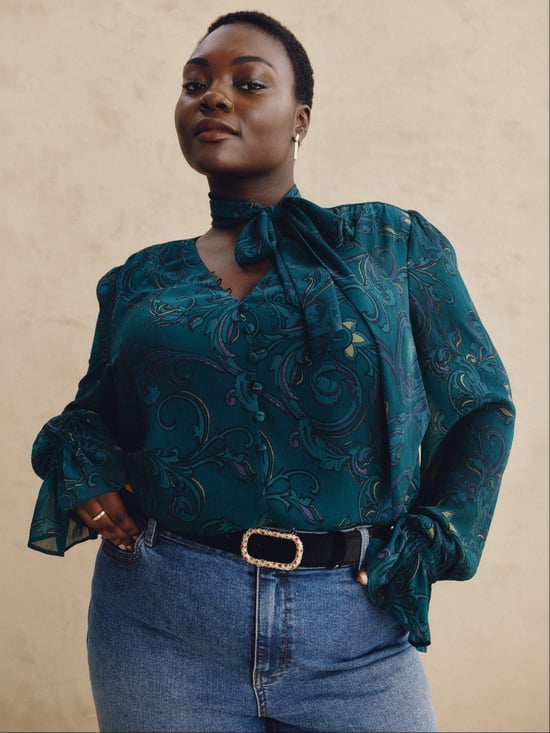 Teal Paisley Blouse With Blue Jeans Teal Paisley Blouse With Blue Jeans — Blouse Outfits 2027 for Plus Size