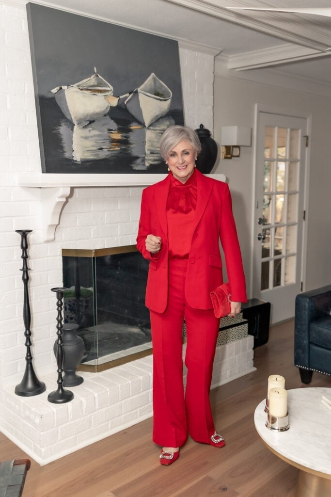 Monochromatic Red Suit With Matching Blouse Monochromatic Red Suit With Matching Blouse — Blouse Outfits 2027 for Women Over 50