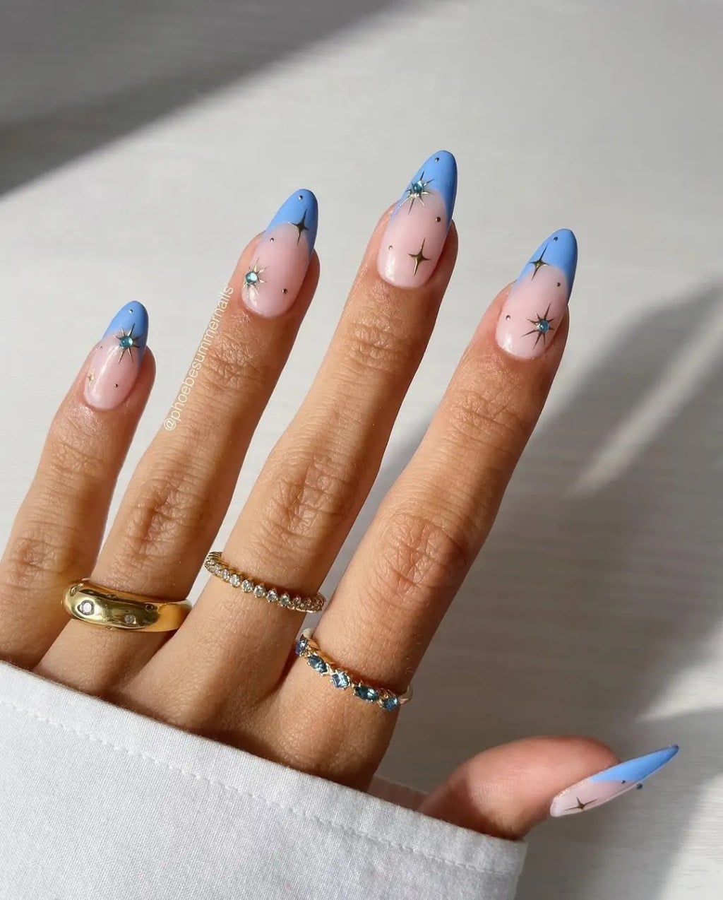 Long Stiletto Pastel Blue French Tips With Stars Long Stiletto Pastel Blue French Tips With Stars — Blue French Tip Nails 2027