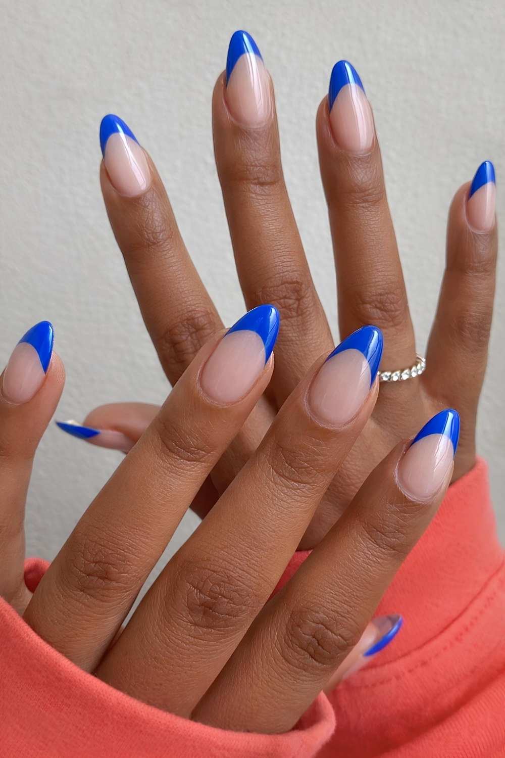 Nude Base Vibrant Bright Blue French Tips Nude Base Vibrant Bright Blue French Tips — Blue French Tip Nails 2027