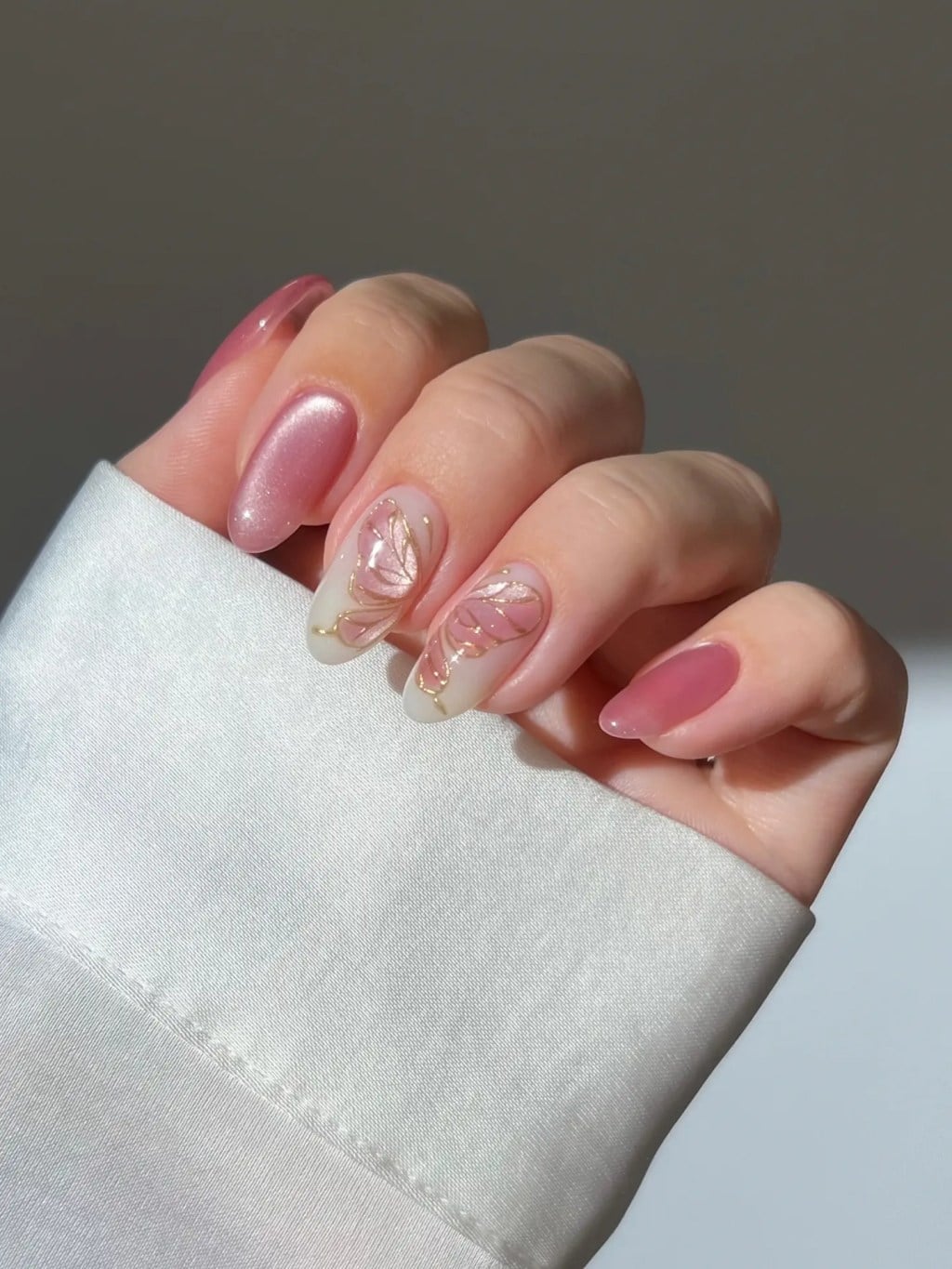 Nude Base with Abstract Floral Gold Line Art Nude Base with Abstract Floral Gold Line Art — Blush Nails 2027