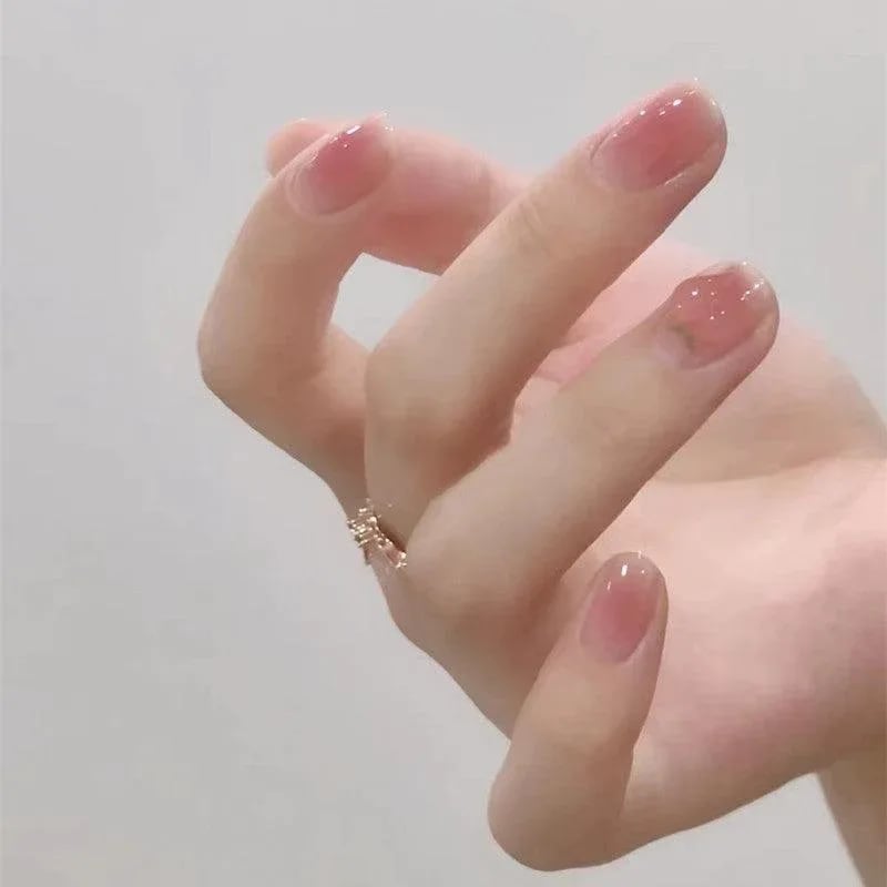 Short Oval Milky Pink to Clear Gradient Nails Short Oval Milky Pink to Clear Gradient Nails — Blush Nails 2027