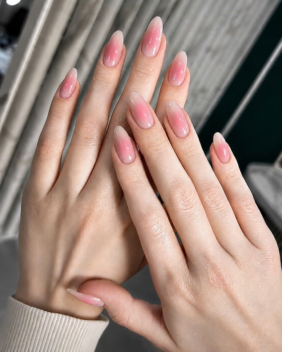 Soft Pink to Nude Jelly Gradient Medium Almonds Soft Pink to Nude Jelly Gradient Medium Almonds — Blush Nails 2027