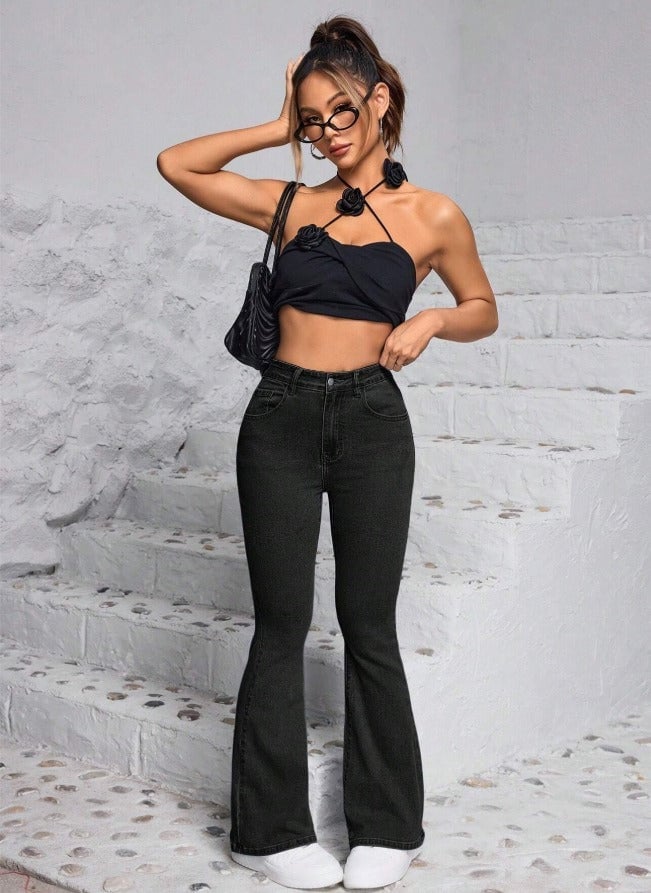 Little Wish High-Rise 1 Button Bootcut Jeans for Women – Little Wish Fashion Collection