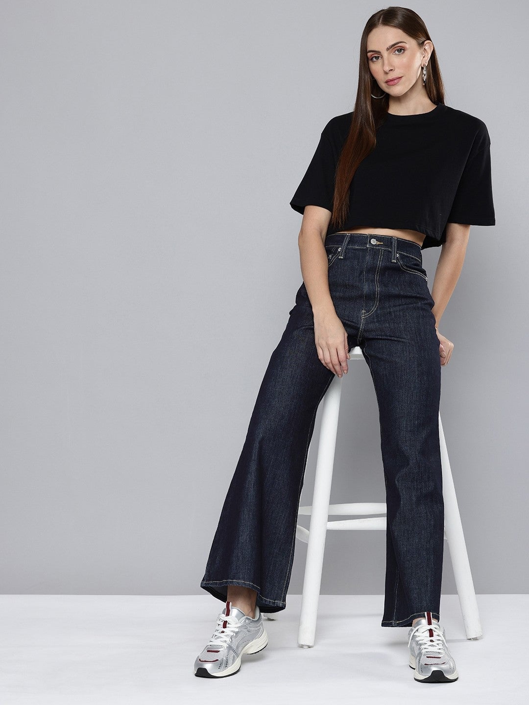 Dark Wash High-Waisted Wide Leg Jeans With Black Crop Top Dark Wash High-Waisted Wide Leg Jeans With Black Crop Top — Bootcut Jeans Outfits 2027 with Crop Top