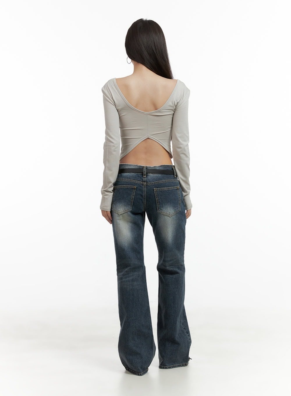 Distressed Bootcut Jeans With Extreme Flare And Gray, Close-Up Take Distressed Bootcut Jeans With Extreme Flare And Gray, Close-Up Take — Bootcut Jeans Outfits 2027 with Crop Top