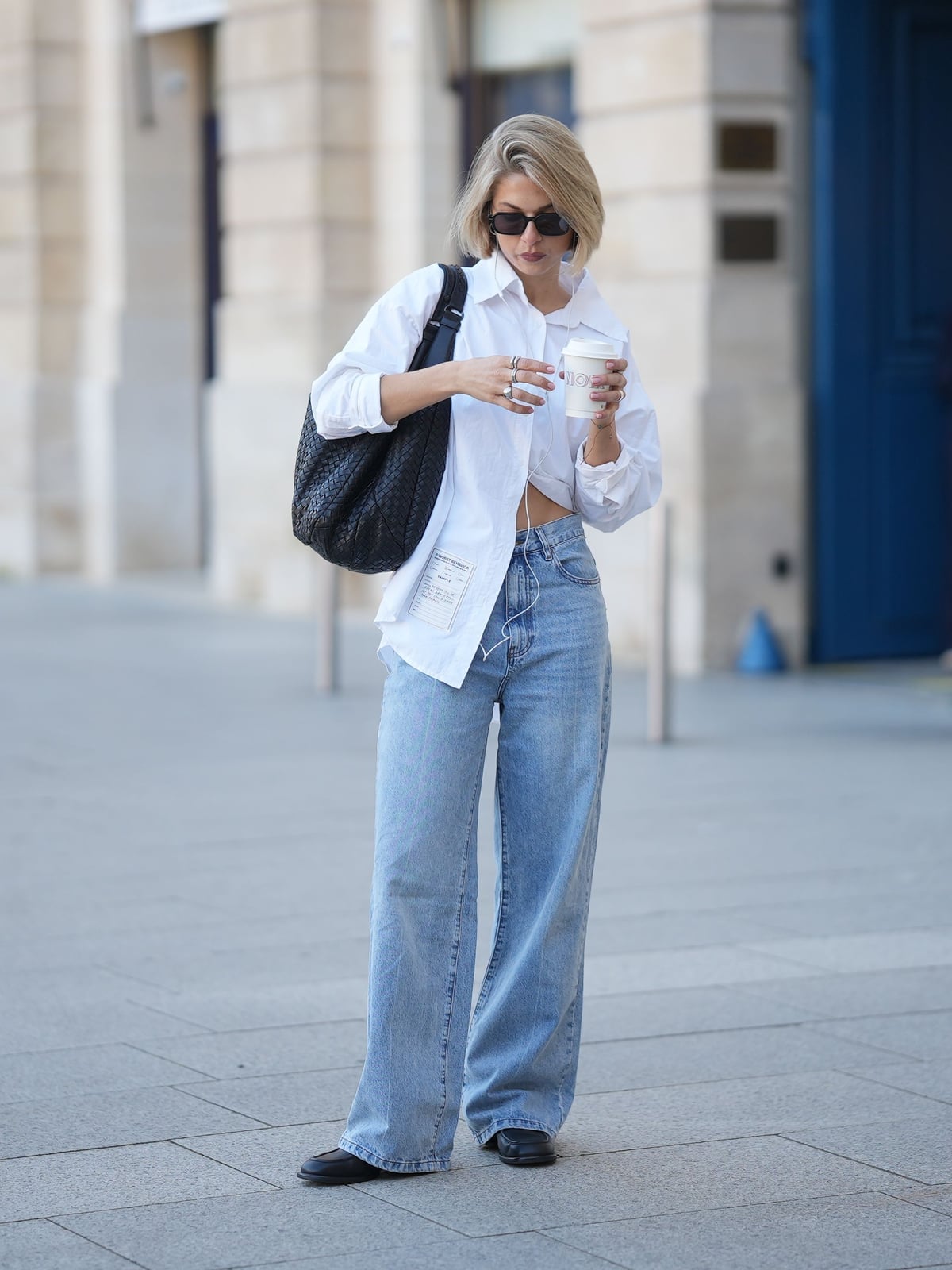 Wide leg jeans with an oversized white shirt Wide leg jeans with an oversized white shirt — Bootcut Jeans Outfits 2027 with Loafers