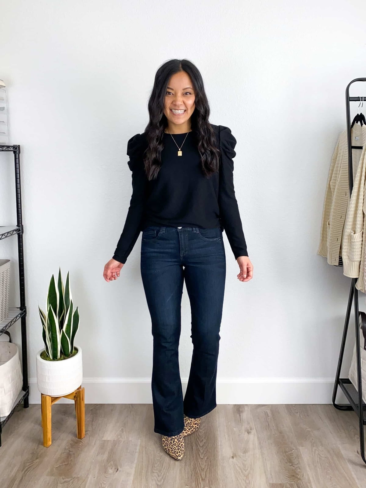 Dark Wash Bootcut Jeans With Puff Sleeve Top Dark Wash Bootcut Jeans With Puff Sleeve Top — Bootcut Jeans Outfits 2027 with Sweater