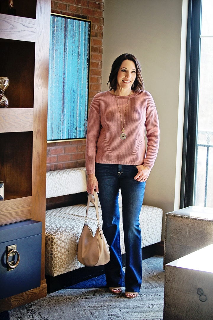 Dark Wash Bootcut Jeans With Pink Sweater Dark Wash Bootcut Jeans With Pink Sweater — Bootcut Jeans Outfits 2027 with Sweater