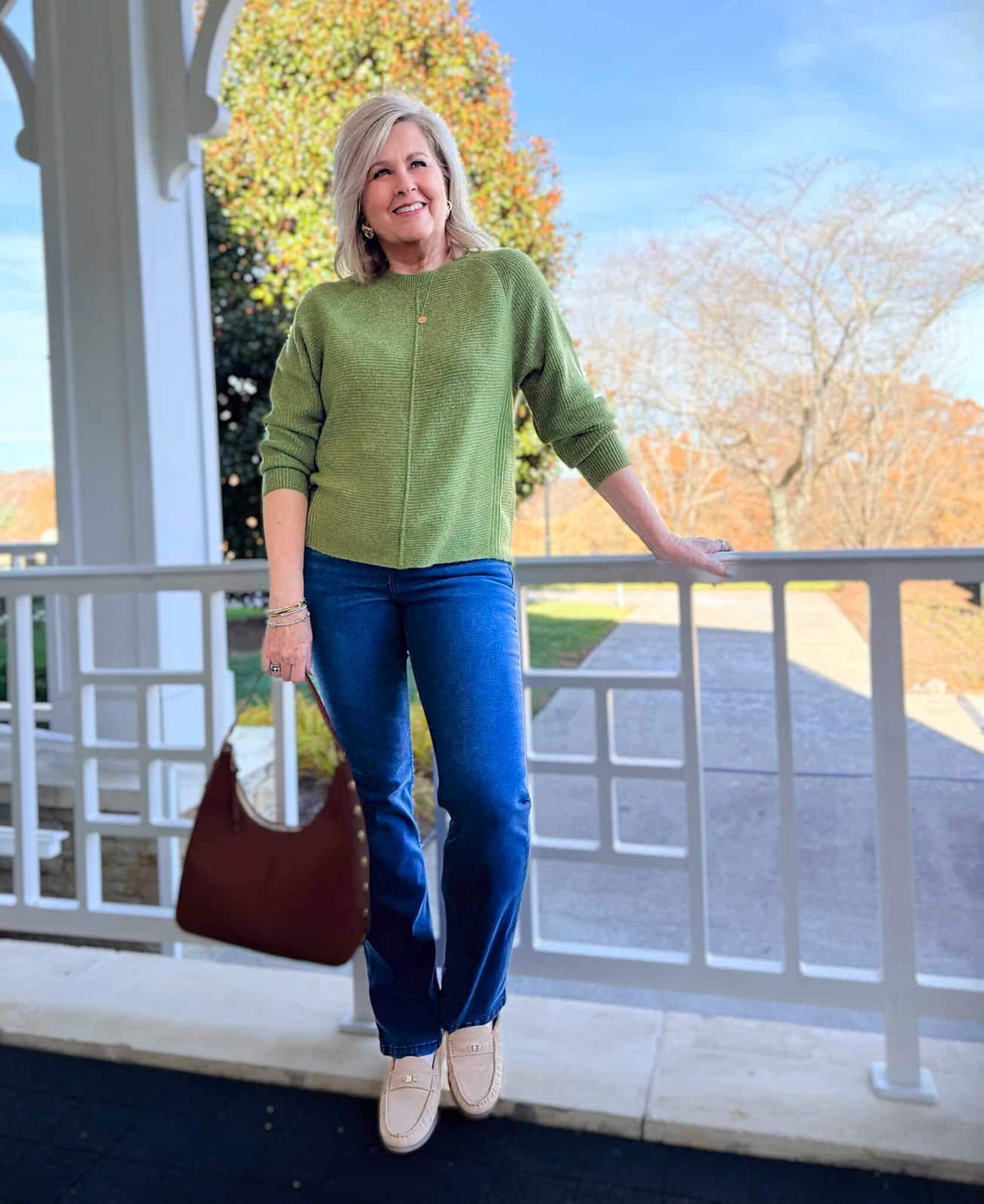 Blue Bootcut Jeans With Textured Green Sweater Blue Bootcut Jeans With Textured Green Sweater — Bootcut Jeans Outfits 2027 with Sweater