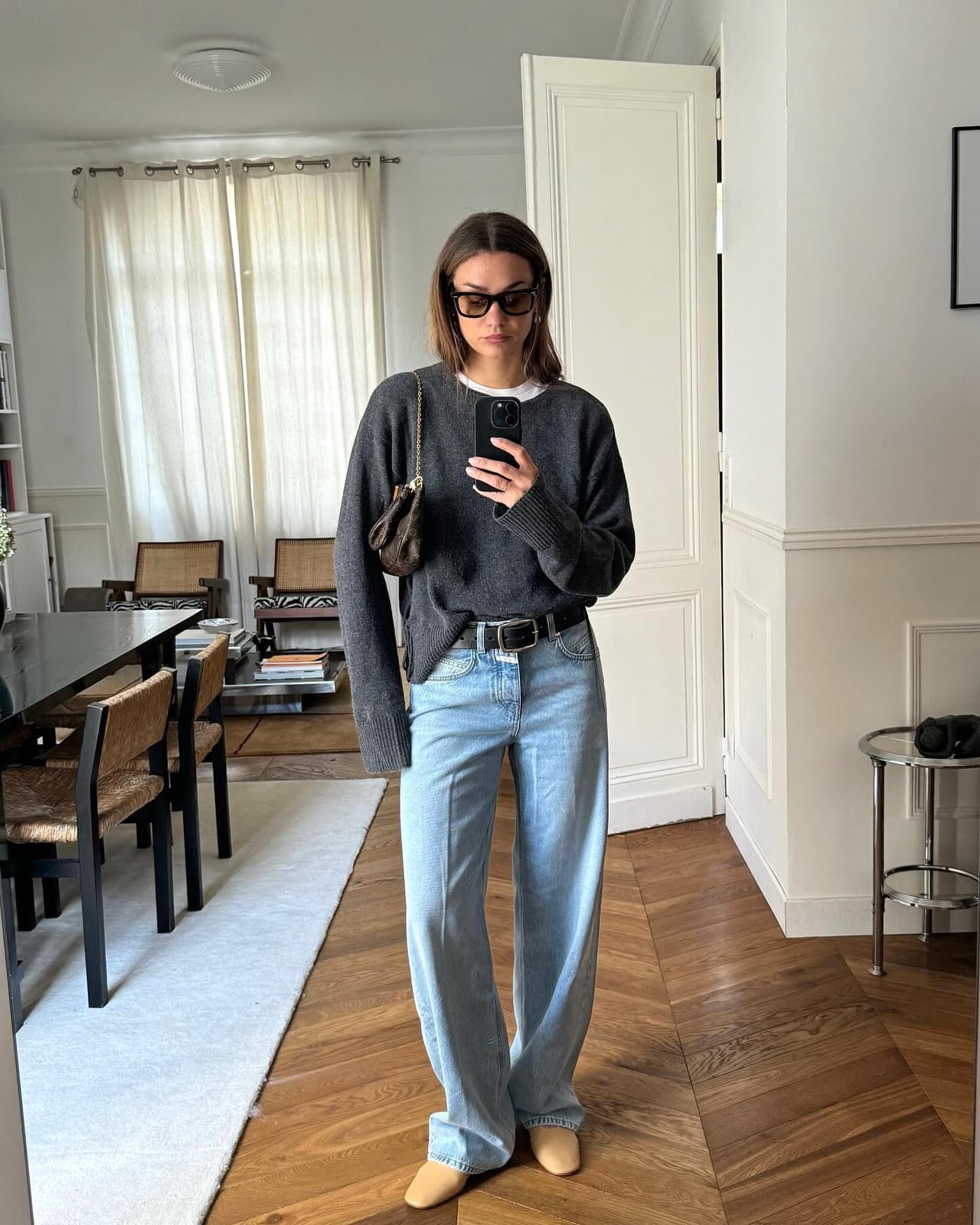 Light Wash Bootcut Jeans With Oversized Gray Sweater Light Wash Bootcut Jeans With Oversized Gray Sweater — Bootcut Jeans Outfits 2027 with Sweater