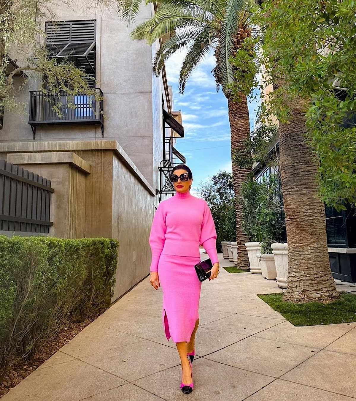 Hot Pink Knit Turtleneck Set Hot Pink Knit Turtleneck Set — Bottomless Brunch Outfits 2027