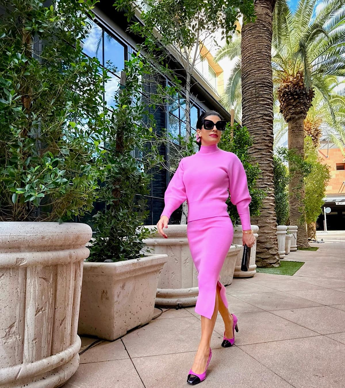 Hot Pink Knit Set with Puffy Sleeves Hot Pink Knit Set with Puffy Sleeves — Bottomless Brunch Outfits 2027