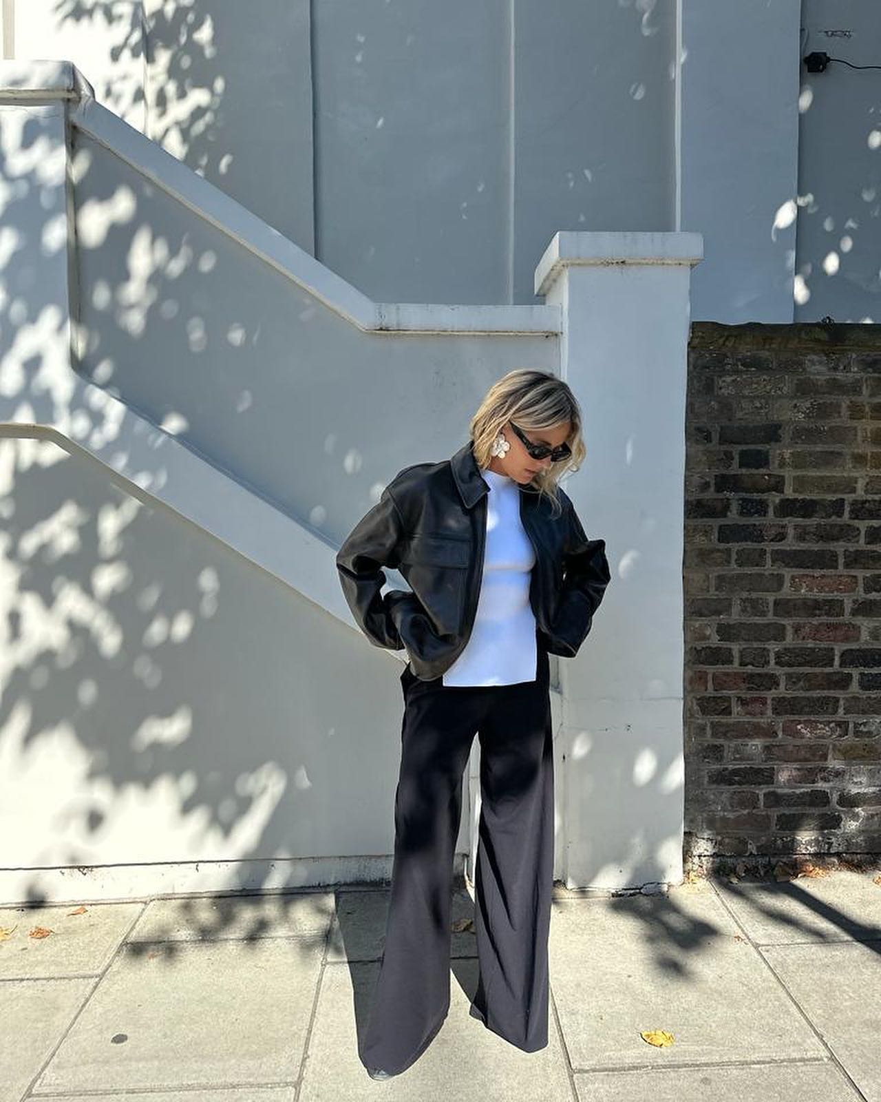 Oversized Leather Jacket with Wide-Leg Pants Oversized Leather Jacket with Wide-Leg Pants — Bottomless Brunch Outfits 2027