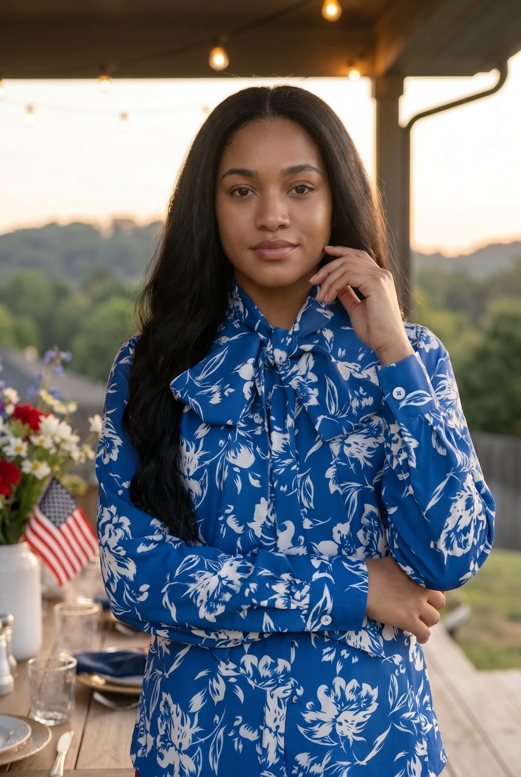 Royal Blue Floral Bow Blouse Royal Blue Floral Bow Blouse — Bow Blouse Outfits 2027