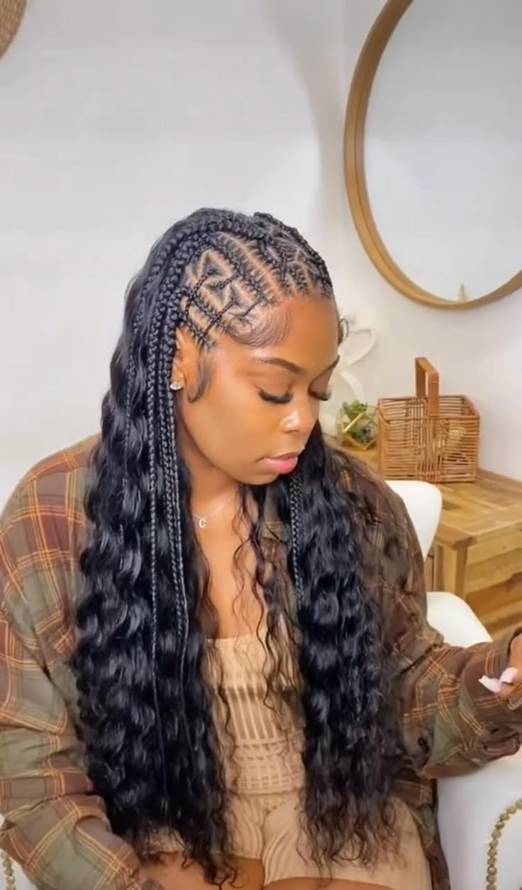 Scalp Cornrows With Loose Wavy Braided Extensions Scalp Cornrows With Loose Wavy Braided Extensions — Braided Hairstyles 2027 with Weave