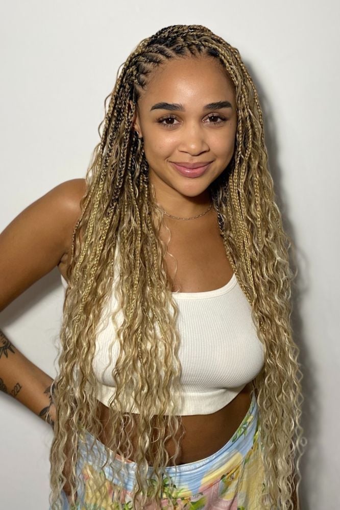 Black To Blonde Braids With Curly Ends Black To Blonde Braids With Curly Ends — Braided Hairstyles 2027 with Weave