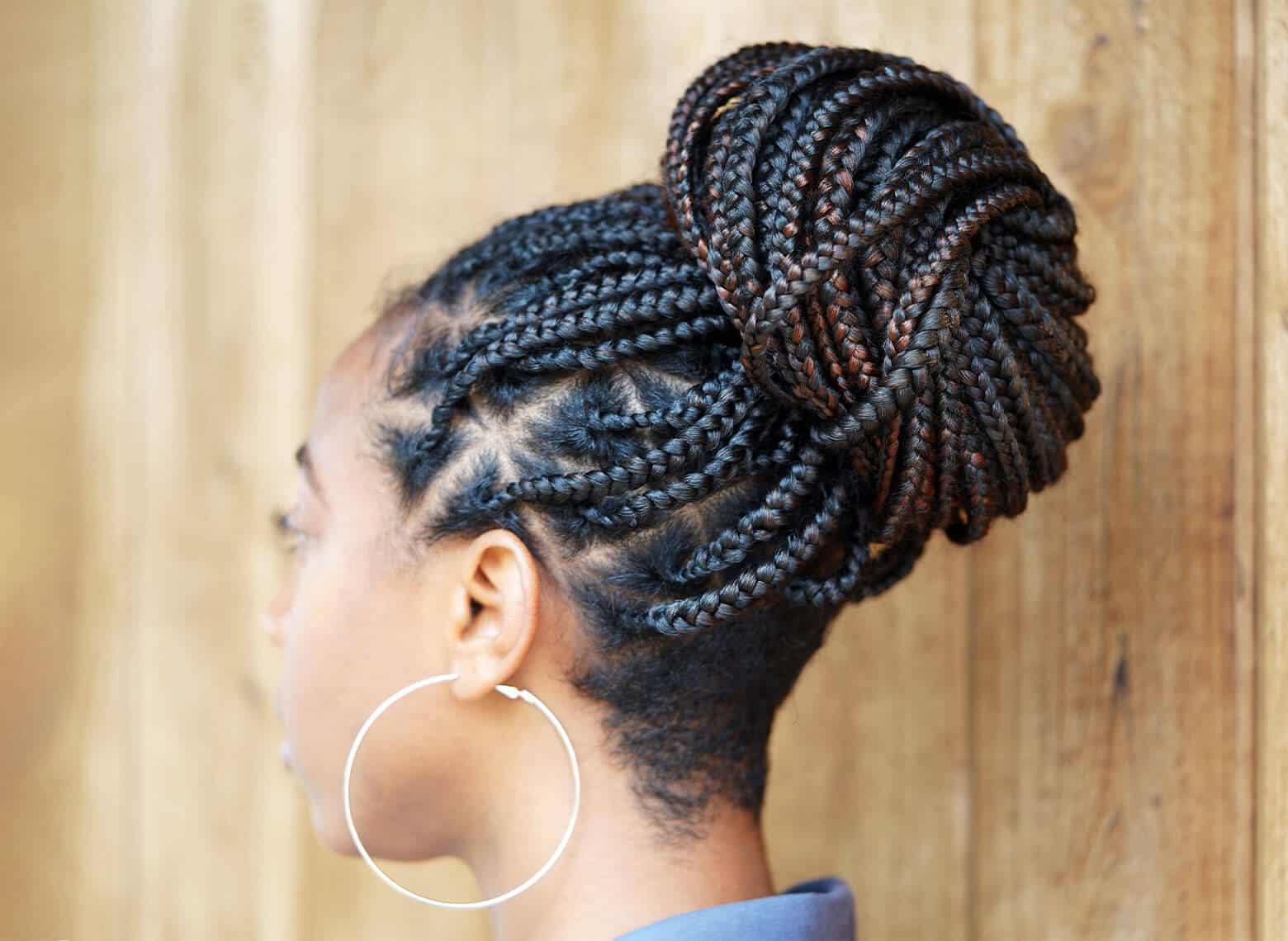 Dark Brown Box Braids Into A Large Bun Dark Brown Box Braids Into A Large Bun — Braided Hairstyles 2027 with Weave