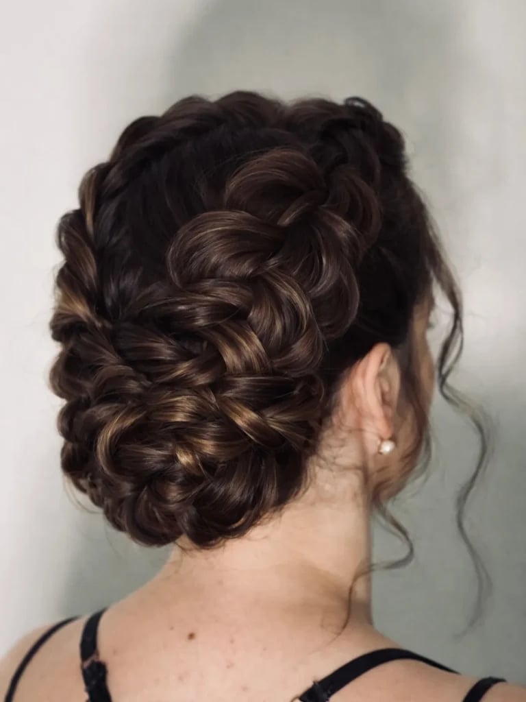 Complex Braided Bun With Loose Tendrils — Braided Low Bun 2027