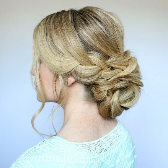 Casual Ash Blonde Side Braided Low Bun — Braided Low Bun 2027