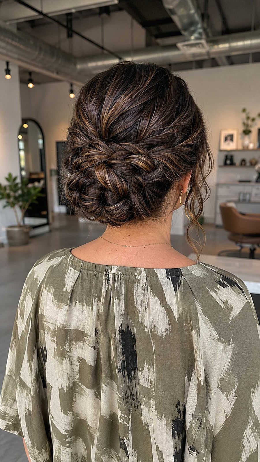 Textured Braided Low Bun With Loose Tendrils — Braided Low Bun 2027