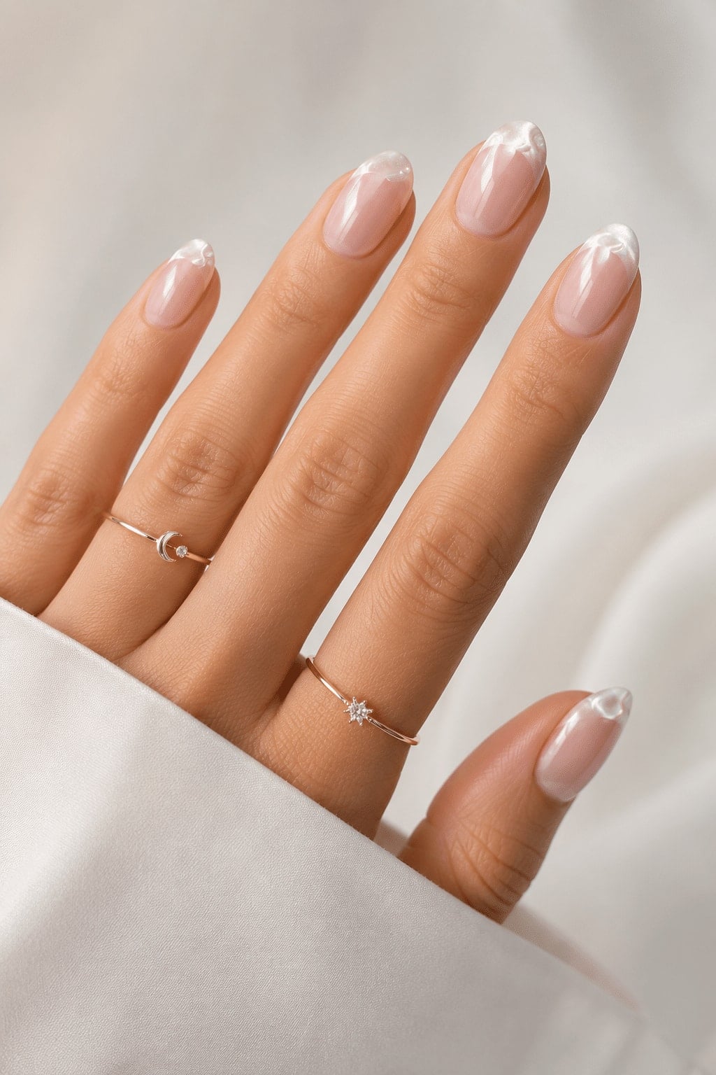 Sheer Nude Square Nails With White Lace French Tips Sheer Nude Square Nails With White Lace French Tips — Bridal Shower Nails 2027