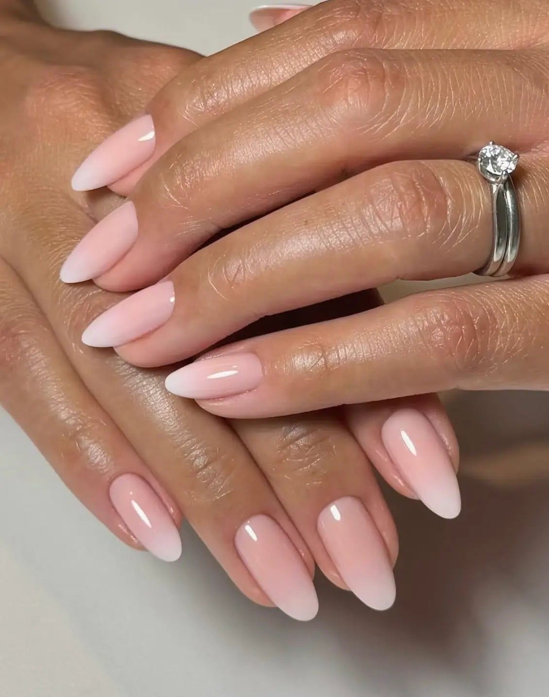 Medium Almond French Tip Ombre Nails Medium Almond French Tip Ombre Nails — Bridal Shower Nails 2027